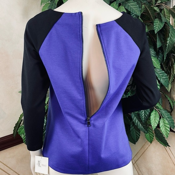 ELLEN TRACY PURPLE & BLACK ZIP BACK TUNIC - Picture 4 of 10